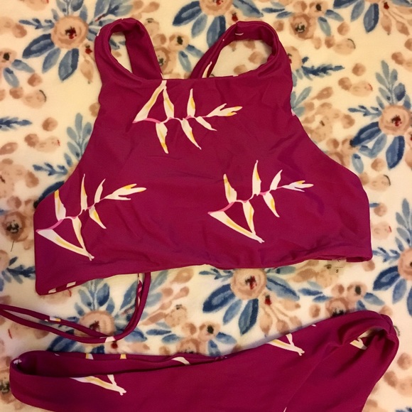 Wine colored printed Swimsuit - Picture 2 of 4